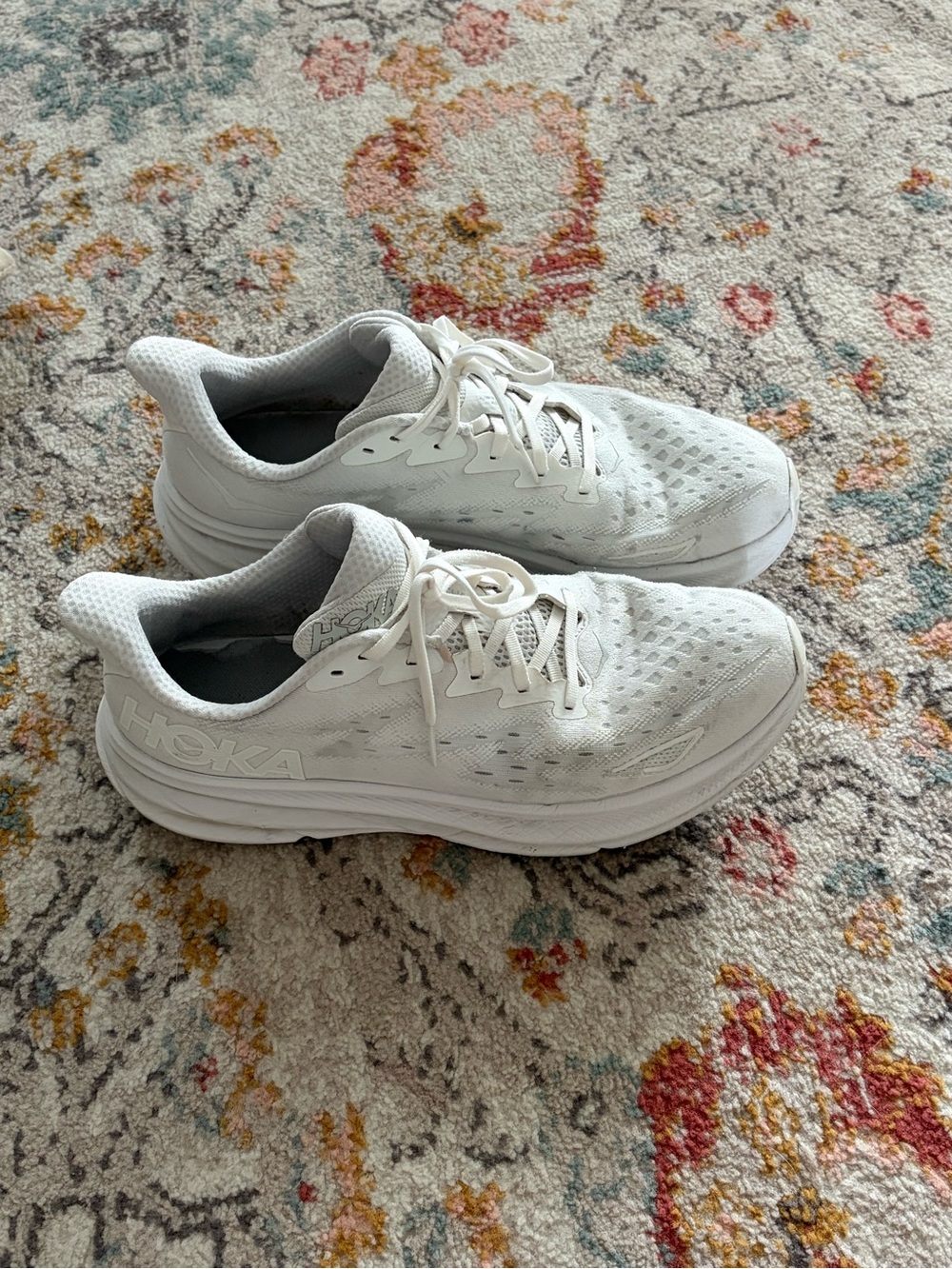Hoka White Men's Cushioned Running Sneakers